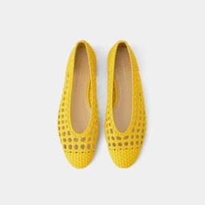 Zara yellow woven ballet flats